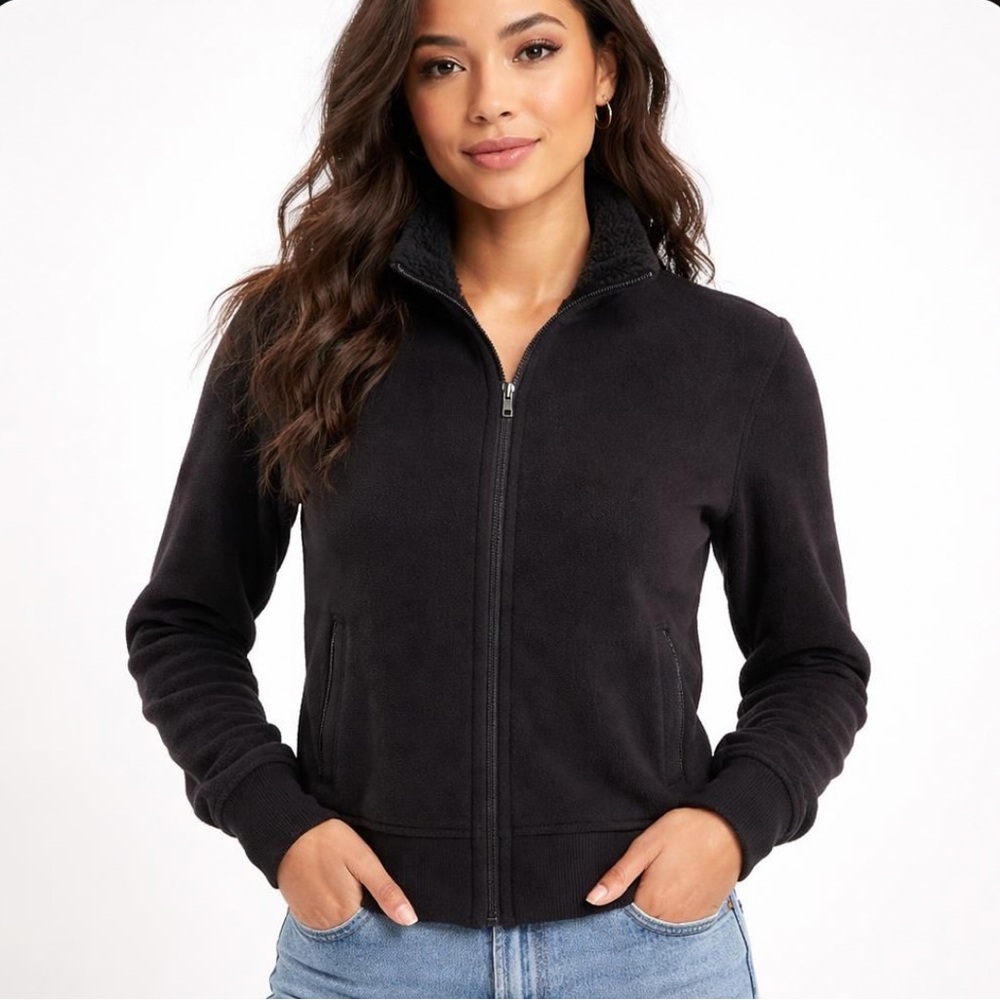 Women’s Black Fleece Full Zip Jacket Size Small